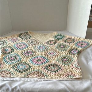 Cream and Pink Blouse with Textured Knit Design